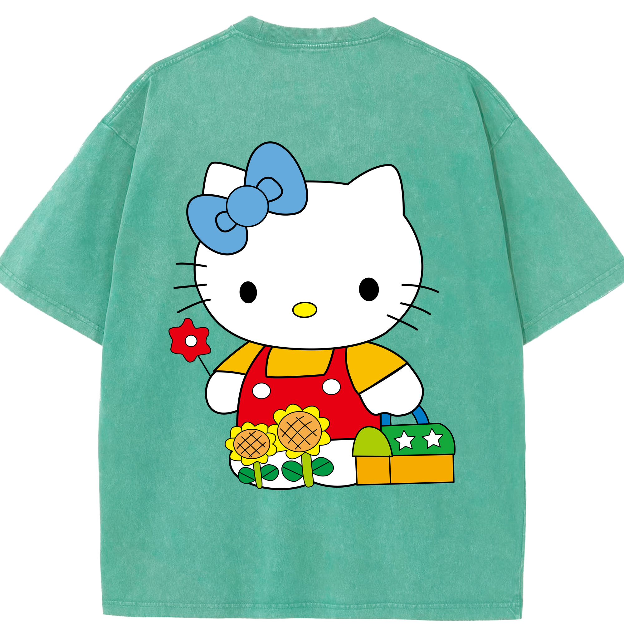 （画像用） Hello Kitty ハローキティ 綿100% ヴィンテージ風 半袖Tシャツ（背面プリント）